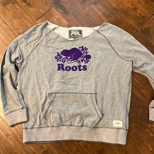 ROOTS off the shoulder sweatshirt